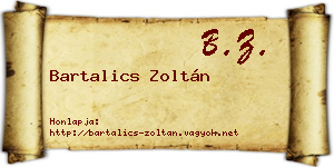 Bartalics Zoltán névjegykártya